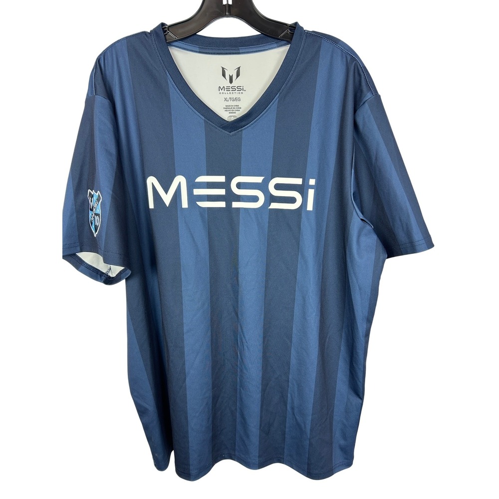 Lionel Messi Collection Blue Striped Soccer Jersey Number 10 Athletic Shirt XL